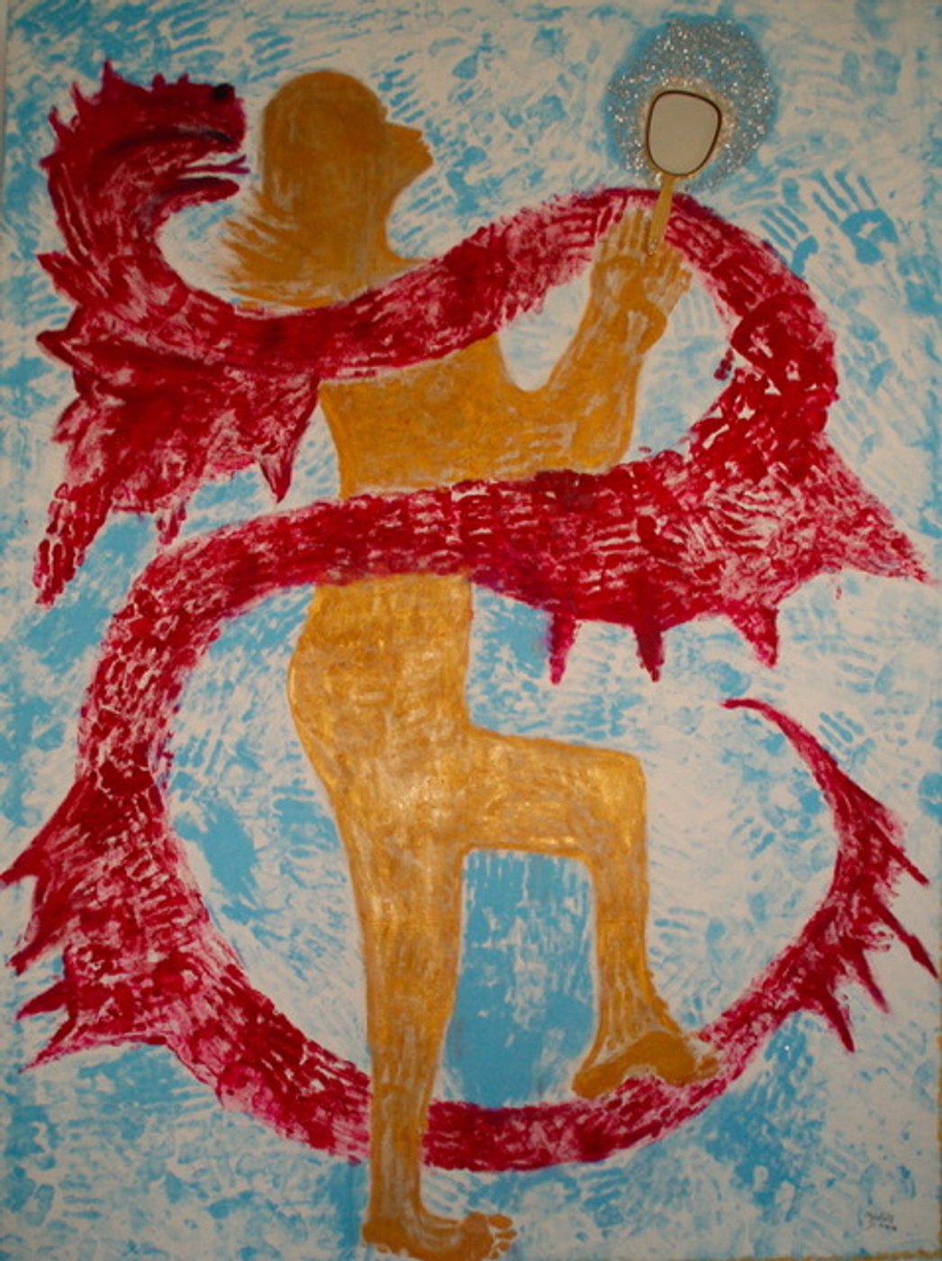 Eitelkeit, Öl auf Leinwand mit verschiedenen Materialien · aus „Die Sieben Todsünden und ihre Dämonen“, 190 × 140 cm.